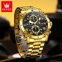 OLEVS 3689 Luxury Oem Odm Original Custom logo Stainless Steel Multi-function Chronograph Moon Phase Sports Quartz Watch for Man