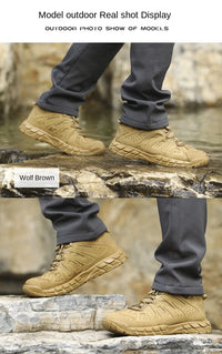 Men's Tactical Boots Waterproof Combat Climbing Hiking Winter Outdoor Shoes with Round Toe for Winter Sports