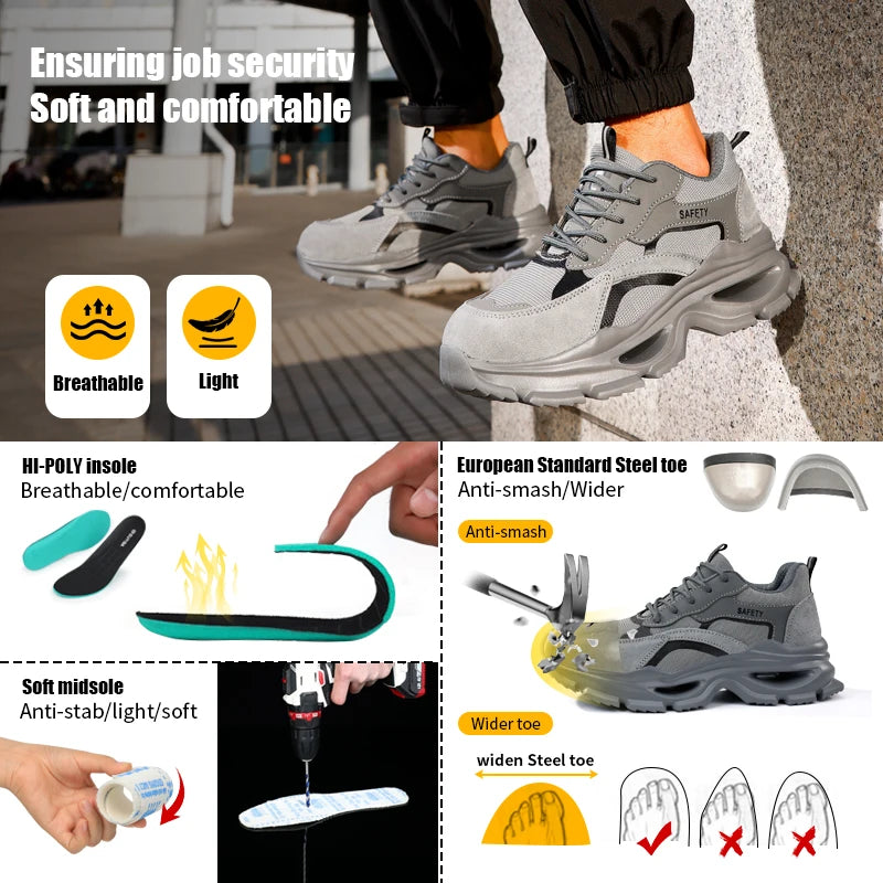GUYISA Safety Shoes Workwear Series Light Weight  Microfiber Upper European Standard Steel Toe Safety Shoes