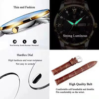 POEDAGAR 836 Men's Luxury Business Casual Simple Watch New Arrival Brown Leather Waterproof Luminous Japan Alloy Sport Fashion