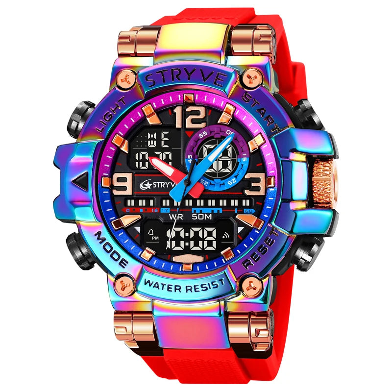 STRYVE Sport Watches Mens 2023 Brand  Waterproof Shockproof Dual Display Auto Date Male Digital Watch Wristwatches Reloj