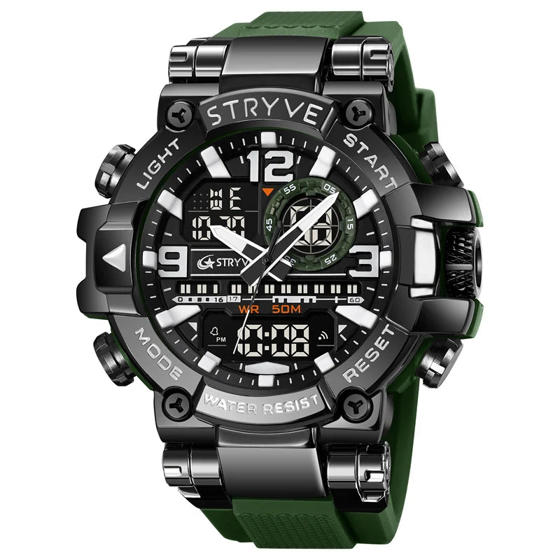 STRYVE Sport Watches Mens 2023 Brand  Waterproof Shockproof Dual Display Auto Date Male Digital Watch Wristwatches Reloj