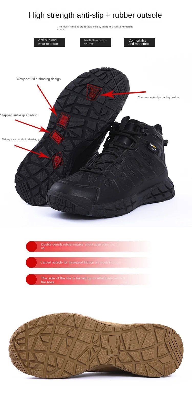 Men's Tactical Boots Waterproof Combat Climbing Hiking Winter Outdoor Shoes with Round Toe for Winter Sports
