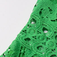 TWOTWINSTYLE Elegant Summer Women Dress Stand Collar Long Sleeve High Waist A-Line Pleated Hollow Out Floor Length Solid