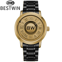 BESTWIN Watch for Men Creative Magnetic Levitation Dial Wrist Watches Luxury Stainless Steel Quartz Wristwatches Montre Homme