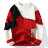 Zeimal Men Loose Fashion Crewneck Half Turtleneck Individuality Sweater