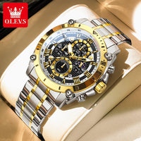 OLEVS 3689 Luxury Oem Odm Original Custom logo Stainless Steel Multi-function Chronograph Moon Phase Sports Quartz Watch for Man
