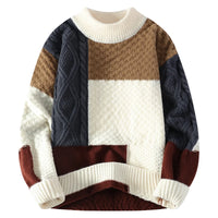 Zeimal Men Loose Fashion  Crewneck Sweater  Half Turtleneck Sweater