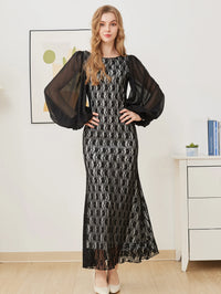 Luxury Women's Elegant White Chiffon Fabric Evening Party Maxi Dress New Long Sleeve Embroidered Vestido with Natural Waistline