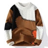 Zeimal Men Loose Fashion Crewneck Half Turtleneck Individuality Sweater