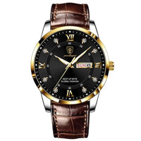 POEDAGAR 836 Men's Luxury Business Casual Simple Watch New Arrival Brown Leather Waterproof Luminous Japan Alloy Sport Fashion