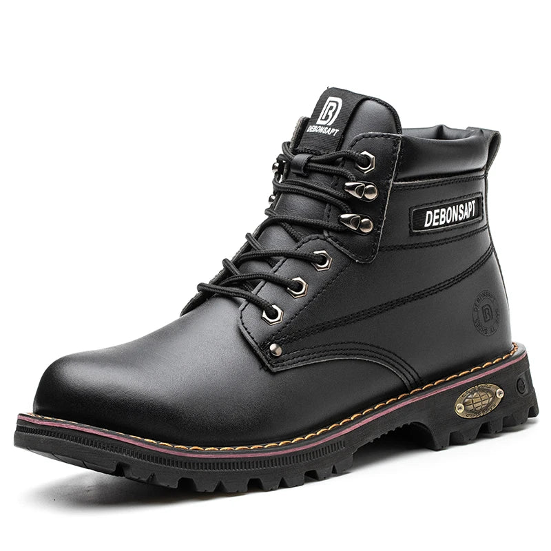 DEBONSAPT New Style Lightweight Pig Leather Steel Toe Men Work  Sneaker Safety Shoes