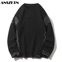 Zeimal Men Spring Winter Velvet Patchwork Plush Thick Sweatshirt Sweater Long Sleeve Hoodie T Shirt Pullover