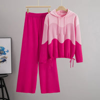 Autumn Fall Winter New Womens Clothing Ladies Fashion Casual Mesh Stitching Hoodies Pants Two Piece Set Suit Women's Sets