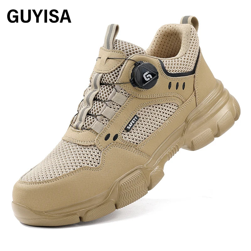 GUYISA Workwear Series Khaki Summer Style European Standard Steel Toe Cap Labor protection Shoes