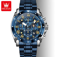 OLEVS 3689 Luxury Oem Odm Original Custom logo Stainless Steel Multi-function Chronograph Moon Phase Sports Quartz Watch for Man