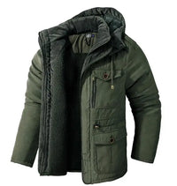 Zeimal Men's Thickened Coat Solid Color Oversized Cotton Jacket Mid Length Casual Lamb Cashmere Jacket