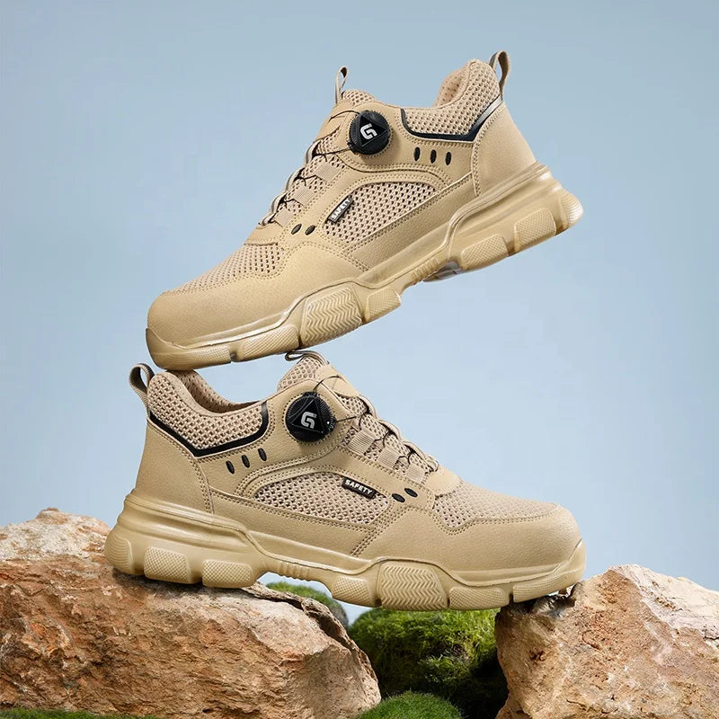 GUYISA Workwear Series Khaki Summer Style European Standard Steel Toe Cap Labor protection Shoes