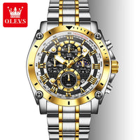 OLEVS 3689 Luxury Oem Odm Original Custom logo Stainless Steel Multi-function Chronograph Moon Phase Sports Quartz Watch for Man