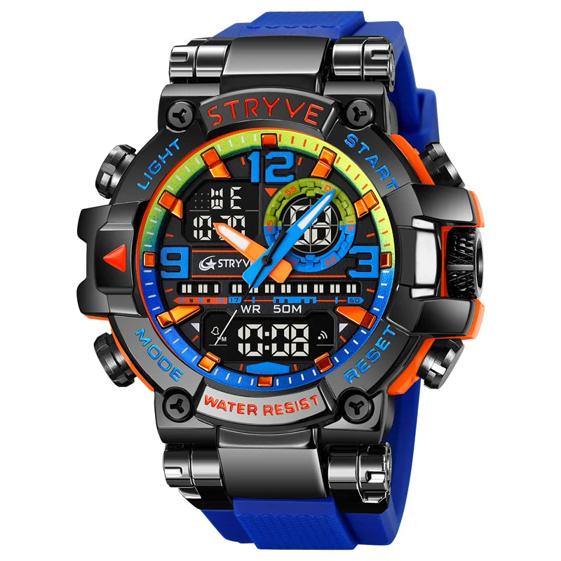 STRYVE Sport Watches Mens 2023 Brand  Waterproof Shockproof Dual Display Auto Date Male Digital Watch Wristwatches Reloj