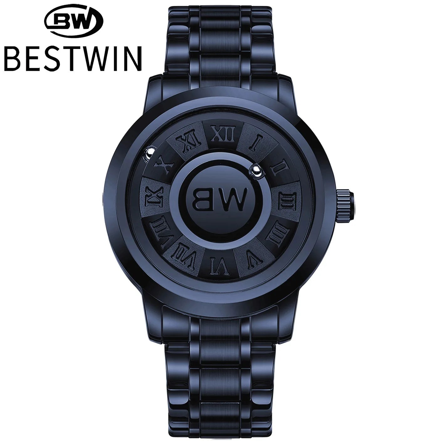 BESTWIN Watch for Men Creative Magnetic Levitation Dial Wrist Watches Luxury Stainless Steel Quartz Wristwatches Montre Homme