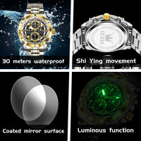 OLEVS 3689 Luxury Oem Odm Original Custom logo Stainless Steel Multi-function Chronograph Moon Phase Sports Quartz Watch for Man