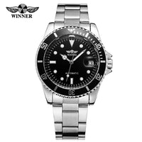 Mechanical Watches Winner Fashion Sport Clock Black Display Luminous Hands Silver Steel Corgeut Men's Automatic Top Brand Luxury