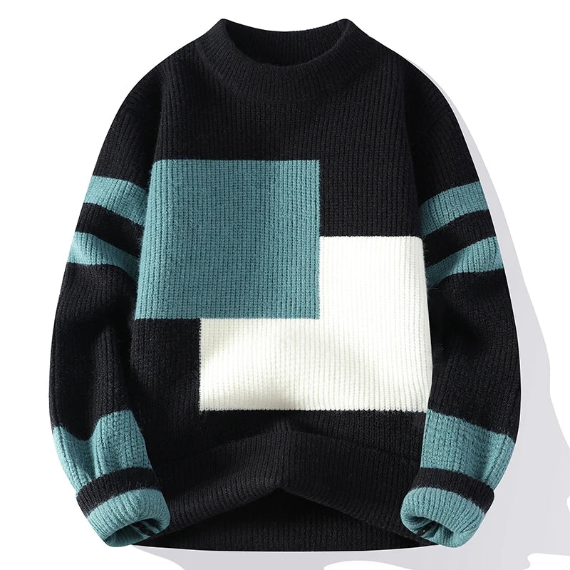 Zeimal Men Full in Stock Men Loose Fashion Sweater Crewneck Half Turtleneck Sweater