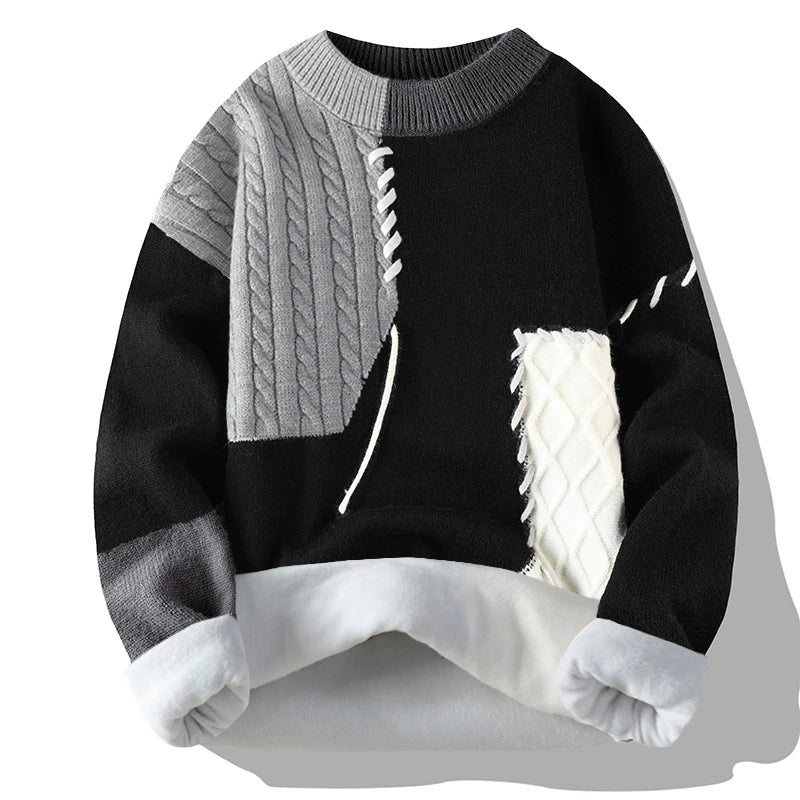 Zeimal Men Loose Fashion Brand Youth Crewneck Sweater  Men's Half Turtleneck Sweater