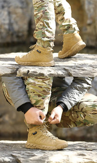 Men's Tactical Boots Waterproof Combat Climbing Hiking Winter Outdoor Shoes with Round Toe for Winter Sports