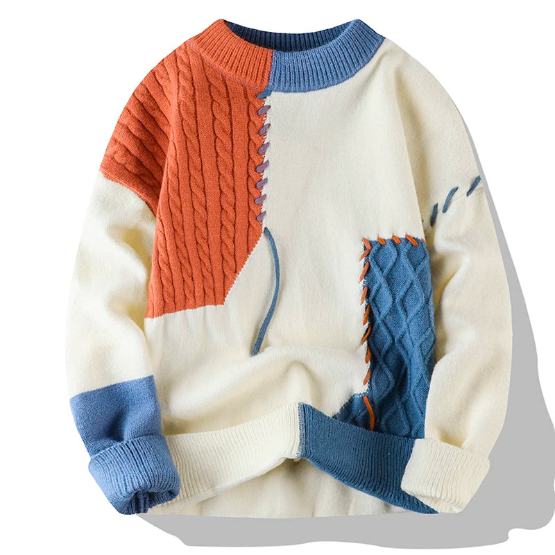 Zeimal Men Loose Fashion Brand Youth Crewneck Sweater  Men's Half Turtleneck Sweater