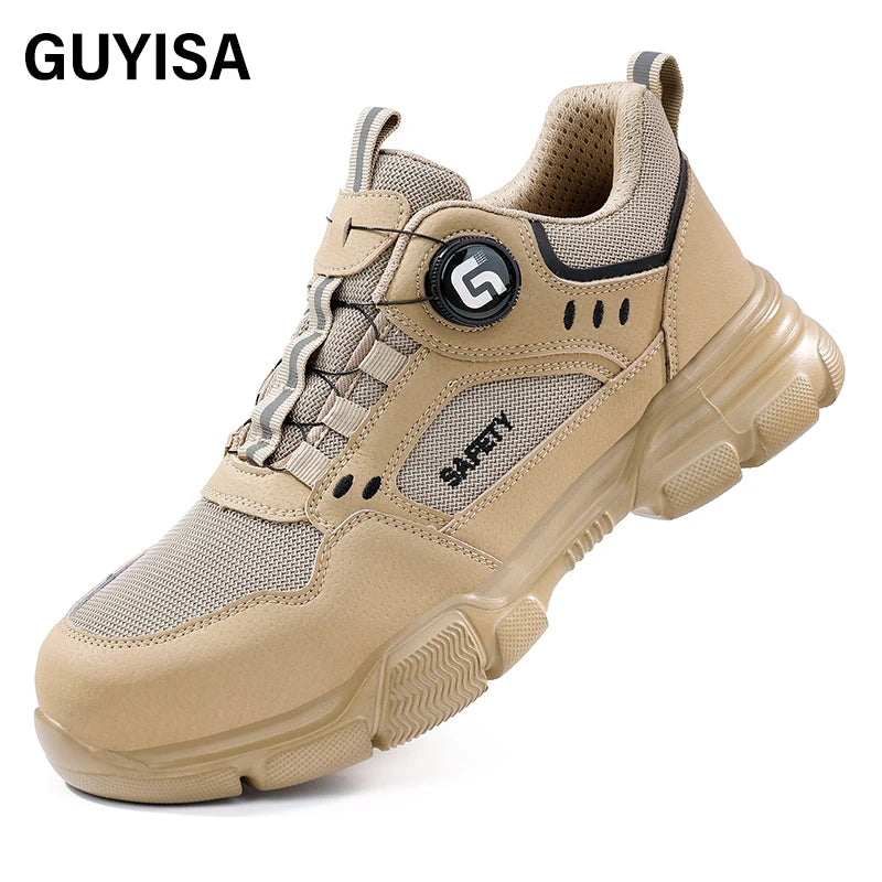 GUYISA Workwear Series Khaki Summer Style European Standard Steel Toe Cap Labor protection Shoes