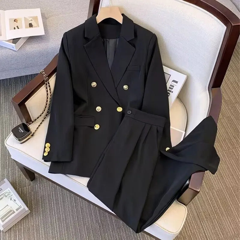 Fashionable Pants Suits Solid Coat Blazer Pants Spring Autumn Lady Office Casual 2 Piece Suits Custom Two Piece Set for Women