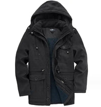 Zeimal Men's Thickened Coat Solid Color Oversized Cotton Jacket Mid Length Casual Lamb Cashmere Jacket