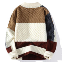 Zeimal Men Loose Fashion  Crewneck Sweater  Half Turtleneck Sweater