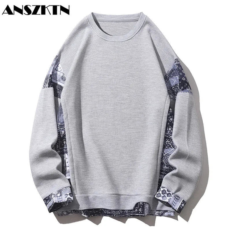 Zeimal Men Spring Winter Velvet Patchwork Plush Thick Sweatshirt Sweater Long Sleeve Hoodie T Shirt Pullover