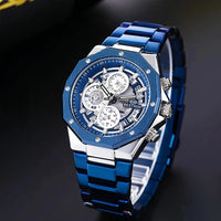 Original BESTWIN Men's Wrist Watches 2026 Top Brand Luxury Stainless Steel Chronograph Gold Men Quartz Watches for Male Clock Dropship