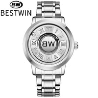 BESTWIN Watch for Men Creative Magnetic Levitation Dial Wrist Watches Luxury Stainless Steel Quartz Wristwatches Montre Homme