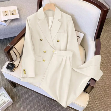 Fashionable Pants Suits Solid Coat Blazer Pants Spring Autumn Lady Office Casual 2 Piece Suits Custom Two Piece Set for Women