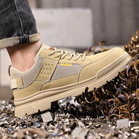 GUYISA Men's Fashionable Microfiber Leather Safety Shoes SRA Non-Slip for Outdoor Work