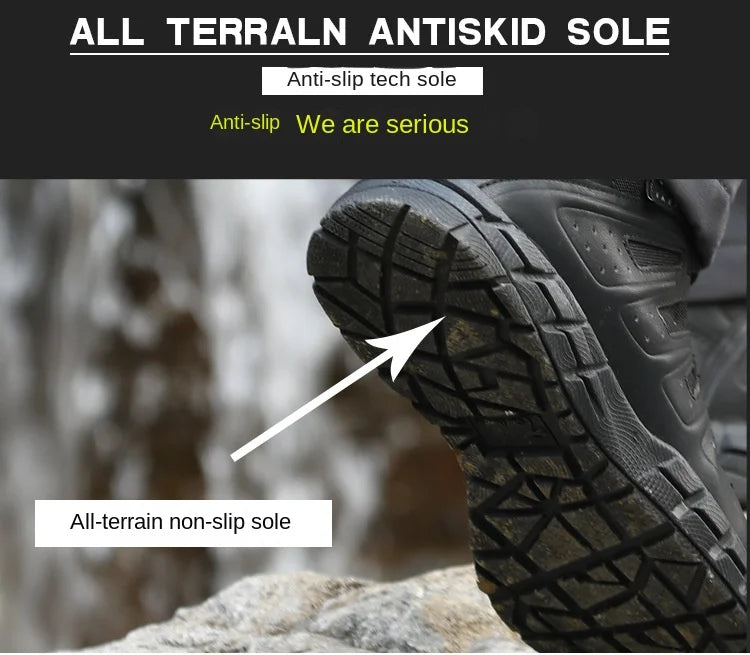 Men's Tactical Boots Waterproof Combat Climbing Hiking Winter Outdoor Shoes with Round Toe for Winter Sports