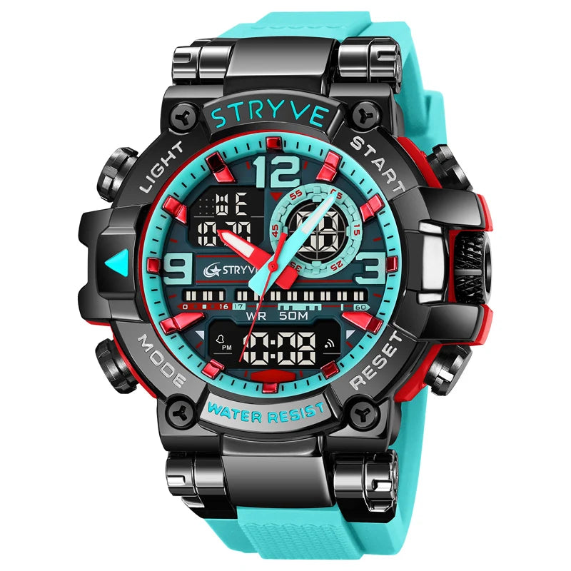 STRYVE Sport Watches Mens 2023 Brand  Waterproof Shockproof Dual Display Auto Date Male Digital Watch Wristwatches Reloj