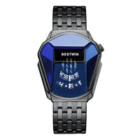 BESTWIN Exclusive Car Shape Engine Stylish Punk Quartz Watches for Men Fashion Stainless Steel Waterproof LED Digital Watch 6615