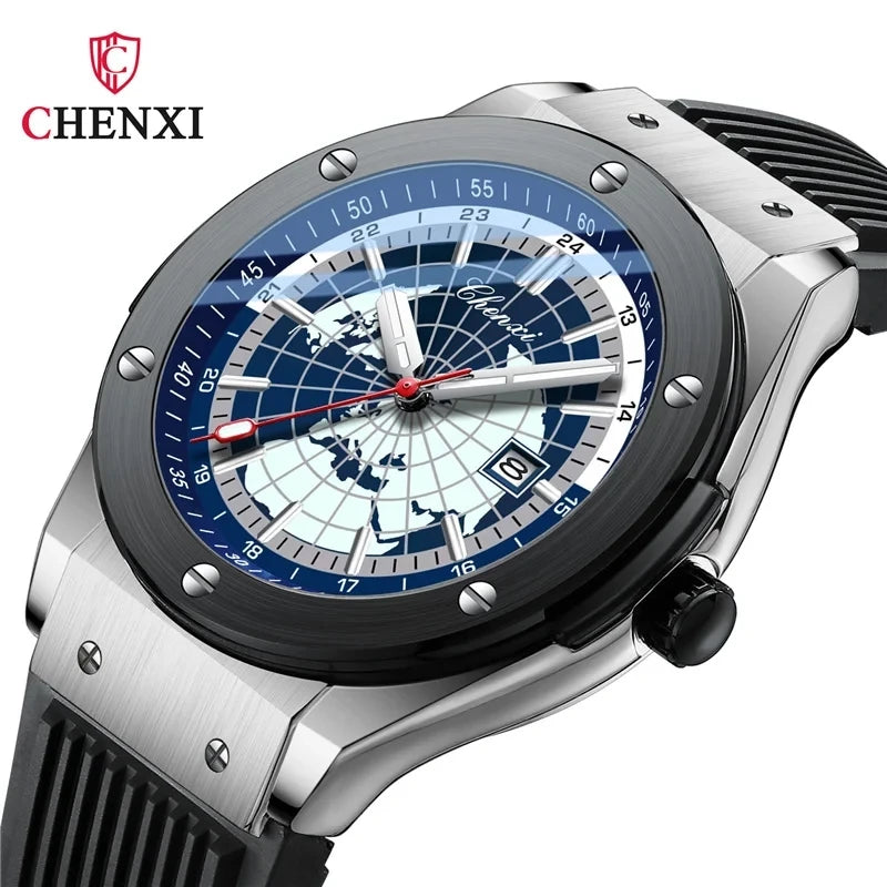 Best Original CHENXI 82442 Casual Sport Watches for Men Brand Luxury World Map Waterproof Wrist Watch Man Clock Fashion Wristwatch