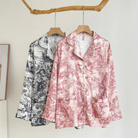 2024 New Design Silk Ladies Pajamas Autumn Elegant Jungle Print Women's Plus Size Sleepwear Long Sleeve Trousers Home Wear Set