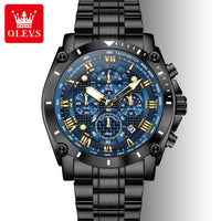 OLEVS 3689 Luxury Oem Odm Original Custom logo Stainless Steel Multi-function Chronograph Moon Phase Sports Quartz Watch for Man
