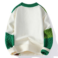 Zeimal Men Loose Fashion Crewneck Half Turtleneck Individuality Sweater