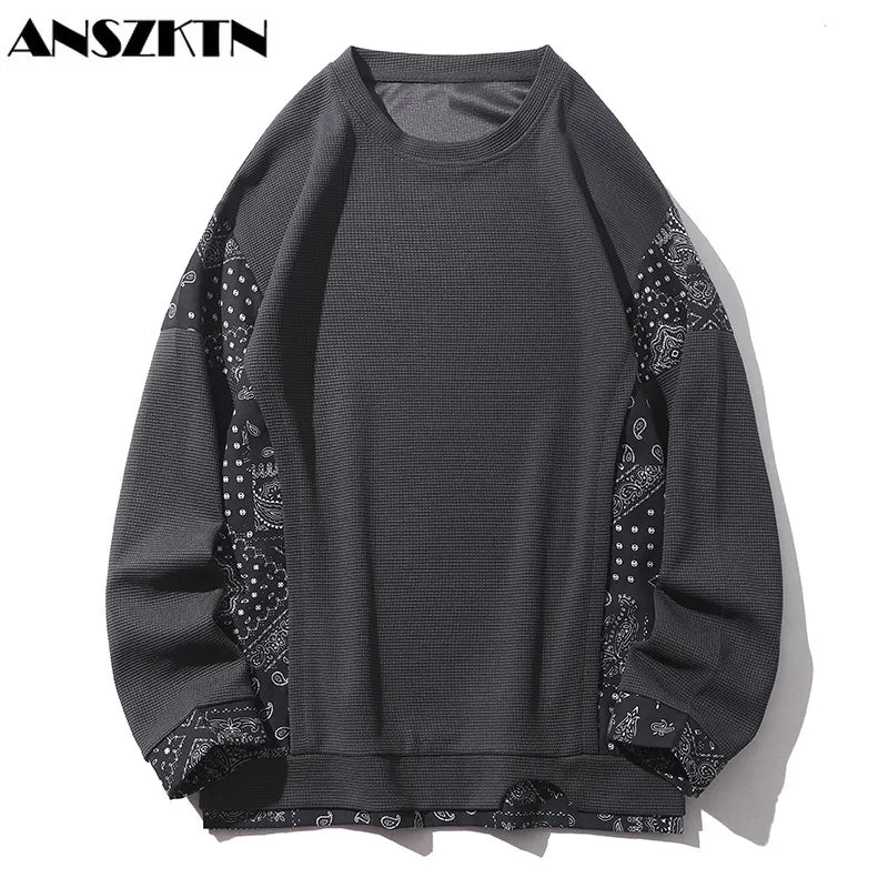 Zeimal Men Spring Winter Velvet Patchwork Plush Thick Sweatshirt Sweater Long Sleeve Hoodie T Shirt Pullover