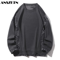 Zeimal Men Spring Winter Velvet Patchwork Plush Thick Sweatshirt Sweater Long Sleeve Hoodie T Shirt Pullover