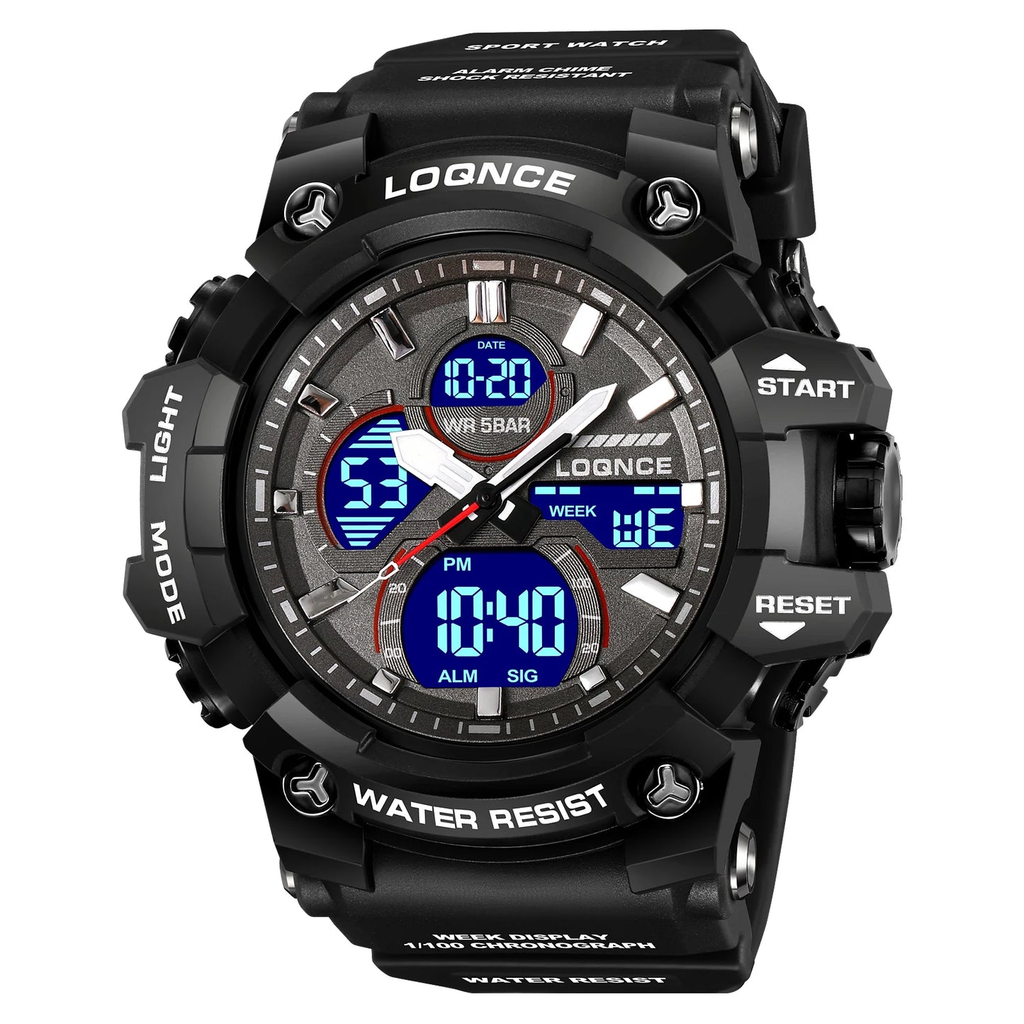 Sport Waterproof LOQNCE Brand Dropshipping Watch Stopwatch Alarm Clock 98007 Young Fashion Digital Quartz Watches for Men